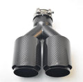 USADO-PAQUETE DE 2 PIEZAS-Tubo de Escape Punta Silenciador Fibra Carbono Negra Brillante para Coche Tubo Escape Doble Salida En Forma Y Universal Acero Inoxidable Puntas de Escape
