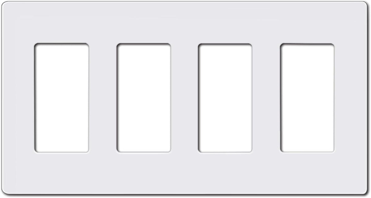 Tapa de Interruptor de Luz CML 4 Posiciones Sin Tornillos — Blanca, Tamaño Estándar, Resistente a Impactos