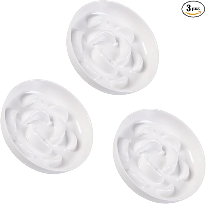Cuencos de melamina para gatos de alimentación lenta – Paquete de 3 platos de comida para gatos, 6.3 pulgadas de ancho de apertura apta para batidores, platos de laberinto para alimentos secos