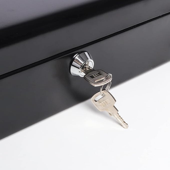 Caja Dinero Jssmst Cerradura Llave - 0.7 mm Acero Sólido, Bandeja Monedas Espuma Auto-Pop A Prueba Derrames, 4 Clips Billetes Seguros Dedo, Portátil Negocios Pequeños, 30 x 24 x 9 cm, Negro | ⚠️ Detalle en la tapa, no afecta su funcionamiento