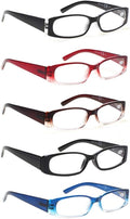 SIGVAN 5 Paquete Bisagra Resorte Gafas Lectura Rectangular Moda Calidad Lectores Hombre Mujer (5 Paquete Variado, 1.75)