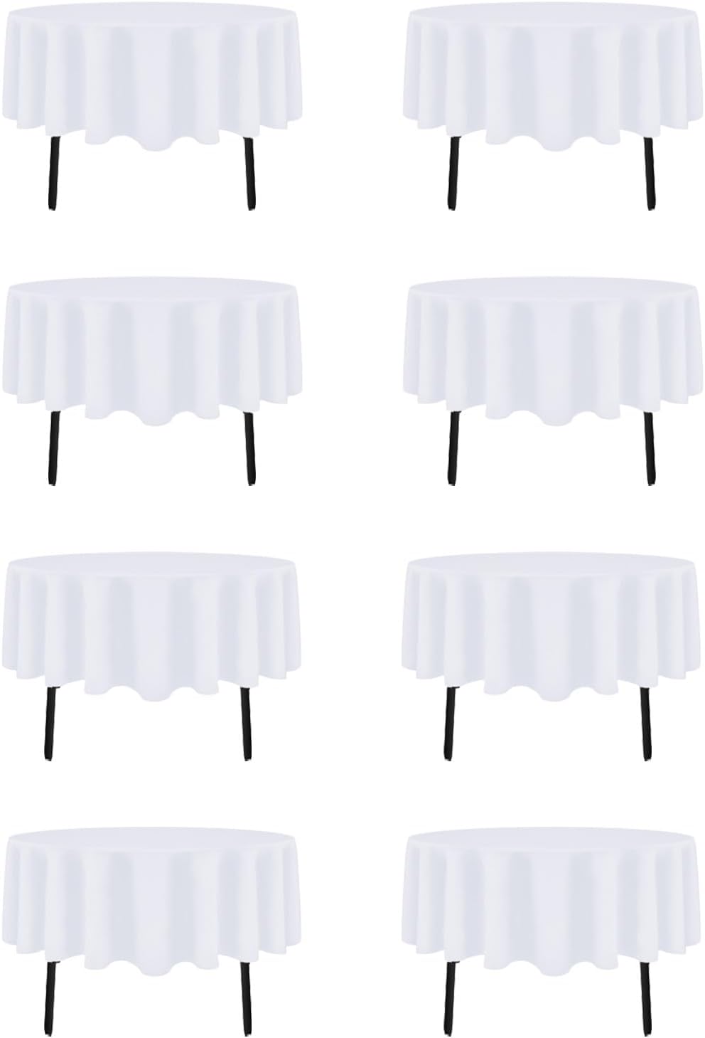 Set Heneger de 8 Manteles Redondos Blancos 60 pulgadas | Ajustan Mesas de 20 a 48 pulgadas | Resistentes a Manchas y Arrugas | Poliester Reutilizable y Lavable | Buffet, Bodas y Banquetes