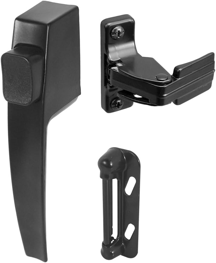 Cerrojo con Botón y Seguro Nocturno Prime-Line K 5007 – Para Puertas Mosquiteras y de Tormenta, 5/8"-1-1/4", Acabado Negro