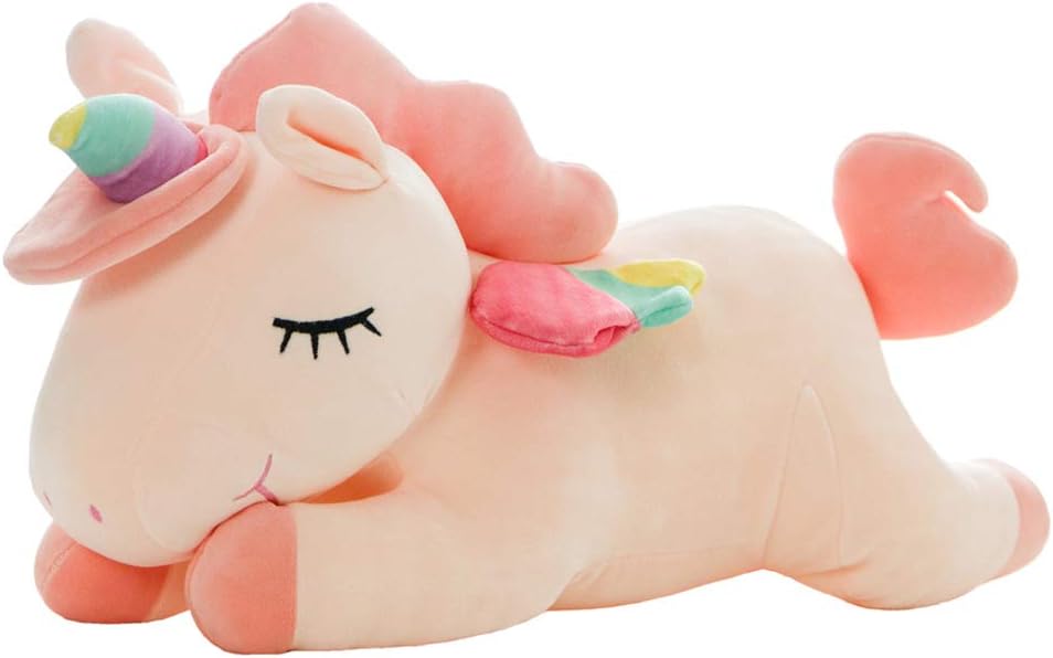 Peluche de unicornio hitoshe, suave almohada de peluche de unicornio para abrazar, regalo para niños (rosa, 40 cm)