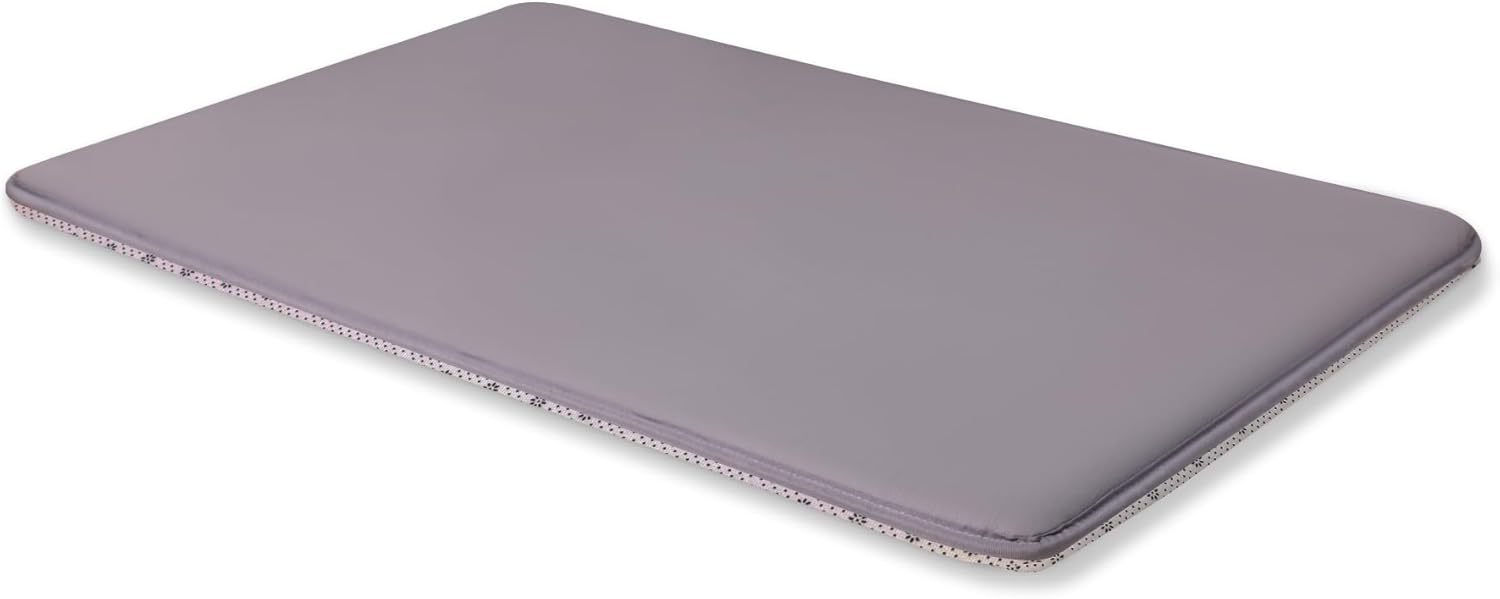 Alfombrilla impermeable para jaula de perro, cama refrescante para perros medianos y grandes, con espuma de alta resiliencia, fácil de limpiar y enjuagar, antideslizante, 89 cm, color gris grafito. 