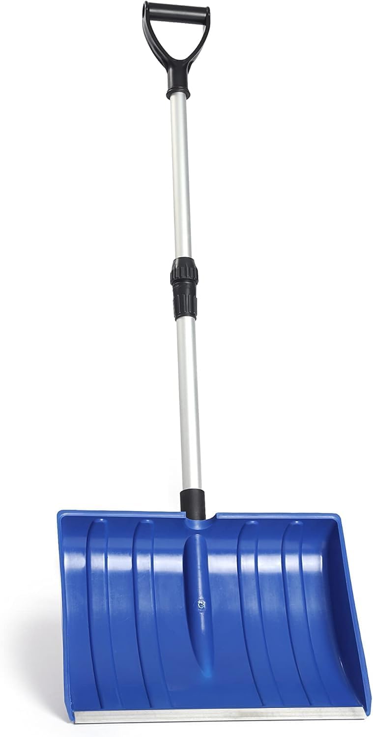 Meititi 47 Inch Portable Lightweight Snow Shovel with Ergonomic D-Grip,Non-Slip Sponge and Durable Aluminum Blade for Snow Removal,Long Large Capacity Shovel for Driveway,Outdoors,car Camping(Blue)