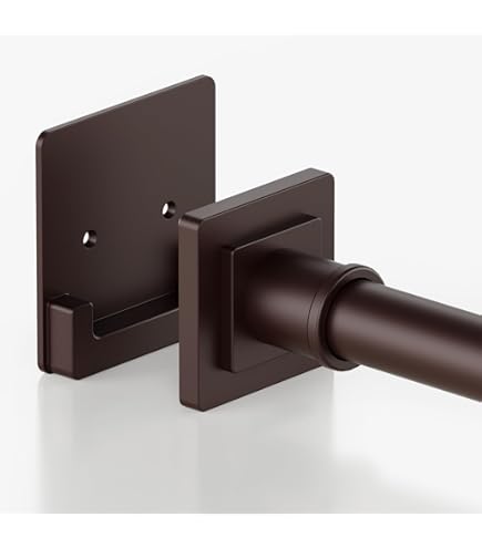 Barra de Cortina de Ducha Curvada Marrón Ajustable 42"-72" | Acero Inoxidable Expandible para Baño