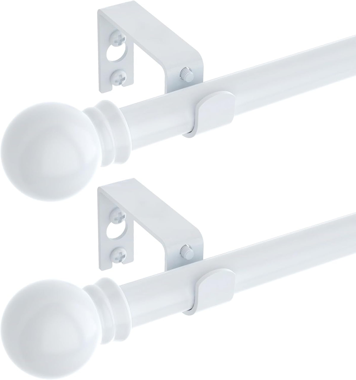 Set 2 Barras para Cortina Blancas Ajustables 66 a 120 Pulgadas – Metal Resistente 5/8" con Soportes Incluidos | GXOACKJ