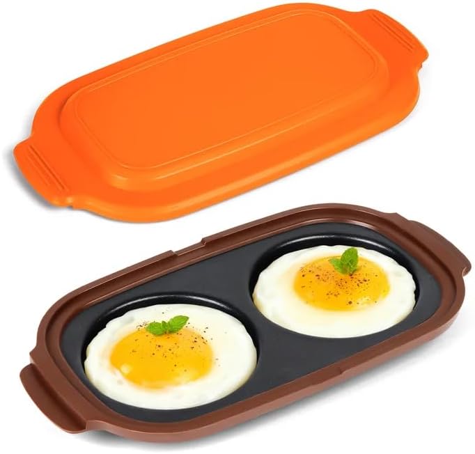 Cocedor de Huevo Microondas, Pochador Huevo Microondas 2 Cavidades para Sándwiches Desayuno, Cocción Rápida y Segura, Portátil para Hogar, Fácil Limpiar, Regalo Cocina Perfecto