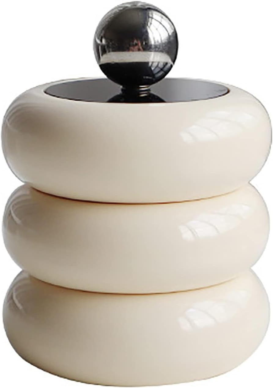 TOPINCN Porta Hisopos Nórdico Forma de Dona | Organizador de Maquillaje con Tapa para Cotonetes Blanco 3 Niveles