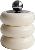 TOPINCN Porta Hisopos Nórdico Forma de Dona | Organizador de Maquillaje con Tapa para Cotonetes Blanco 3 Niveles