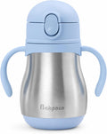 Vaso Entrenador con Popote Bakpoco | Acero Inoxidable Térmico 8oz, Asas, para Niños 1-3 Años, Azul