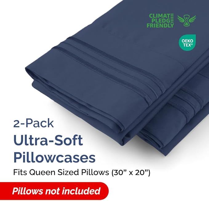 Juego de 2 fundas de almohada Queen – Fundas de almohada ultrasuaves de calidad de hotel – Ropa de cama cómoda y acogedora para mujeres, hombres, niños y adolescentes – Protectores de almohada