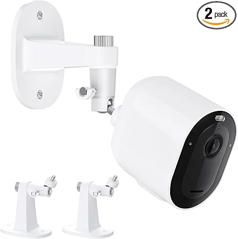 Paquete de 2 soportes ajustables para cámara Arlo Essential 2K interior/exterior (2ª generación), para cámara Arlo Pro 5S/Pro 4/Pro 3/Pro 2/Pro/Arlo Ultra2/Ultra/Arlo Essential Spotlight, montaje de pared de seguridad sin taladrar