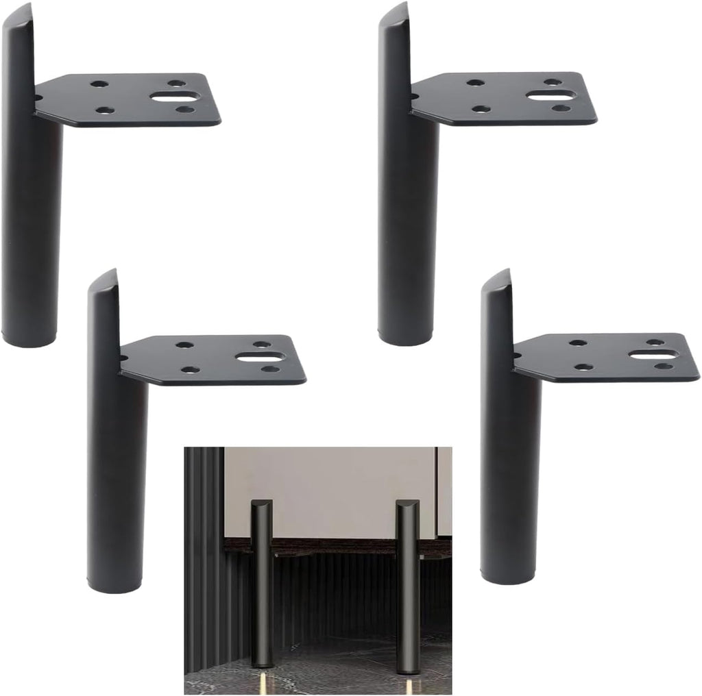 ALXEH 3 Inch Furniture Legs Black Coffee Table Feet, Mid-Century Metal Furniture Leg for Sofa Cabinet Ottoman, Set of 4 Side Mounted Style Home DIY Replacement Feet