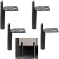 ALXEH 3 Inch Furniture Legs Black Coffee Table Feet, Mid-Century Metal Furniture Leg for Sofa Cabinet Ottoman, Set of 4 Side Mounted Style Home DIY Replacement Feet