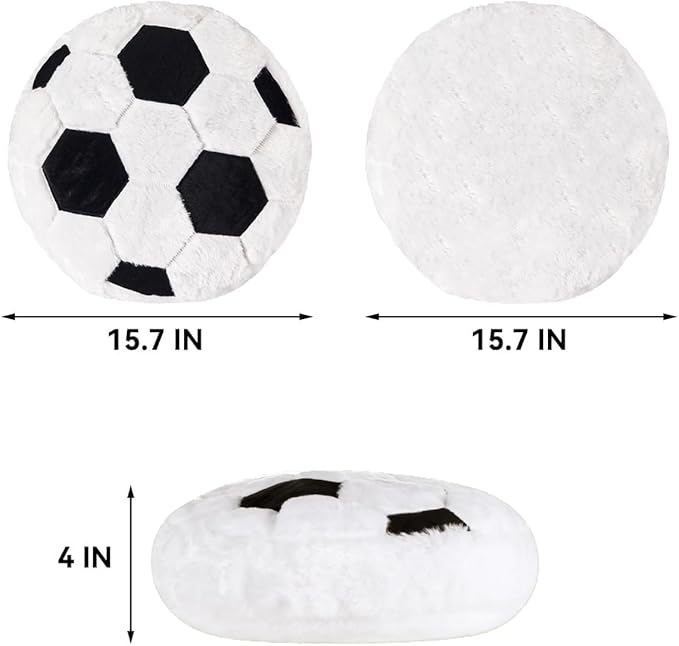 Almohada de fútbol de felpa, almohada redonda de bola, almohada decorativa en forma de fútbol para habitación de niños, sofá, cama, regalo de cumpleaños suave y esponjoso para entusiastas del fútbol, 15.7 pulgadas (15.7 in)