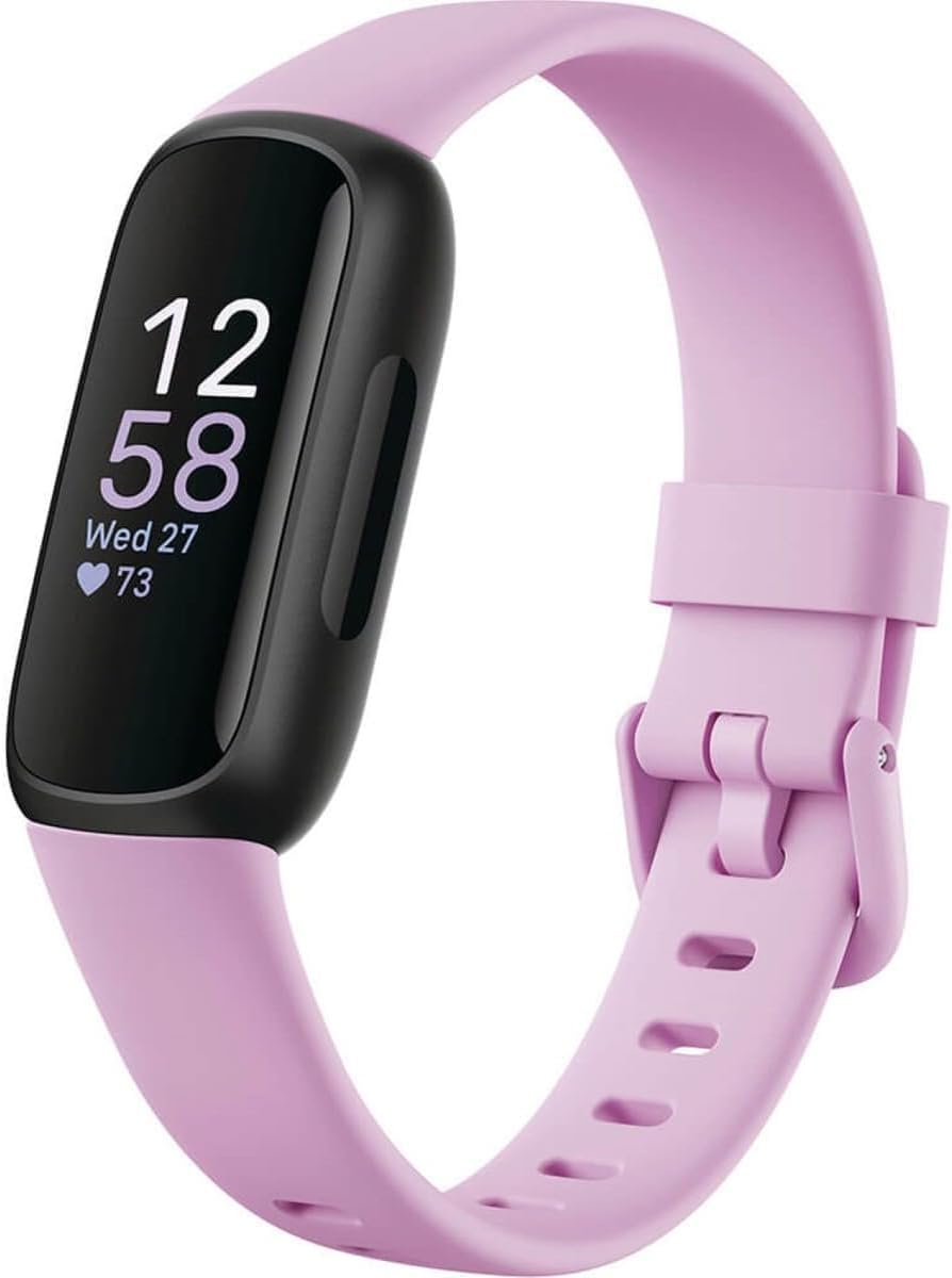 Monitor de salud y actividad física Fitbit Inspire 3 con gestión del estrés, intensidad del entrenamiento, seguimiento del sueño y monitorización continua de la frecuencia cardíaca (24/7) - Incluye suscripción premium de Google Health por 3 - Lila/Negro