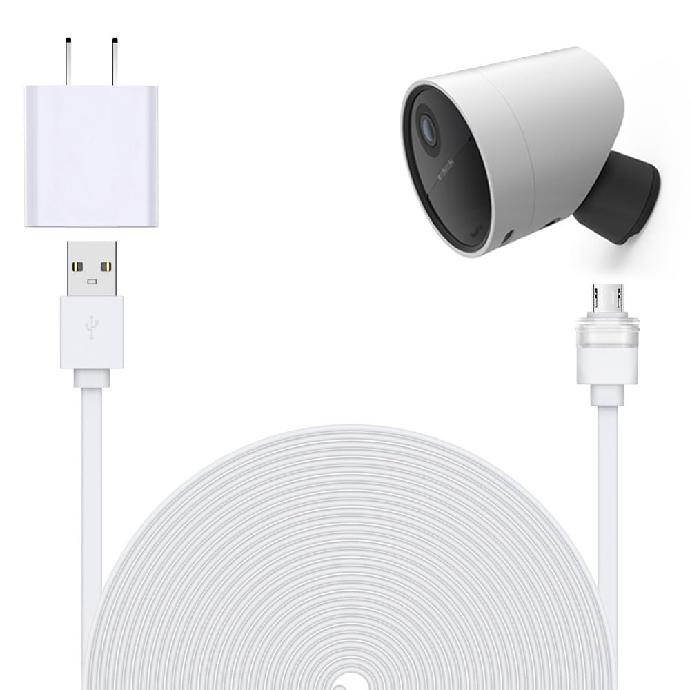 Cable Impermeable Xwartre 7.6 Metros para Cámara Exterior SimpliSafe – Cargador 5V/2A Incluido | Seguridad Exterior