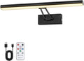 Lámpara de pared para cuadros, 16 pulgadas, funciona con pilas, 3 CCT, para galería, fotos y biblioteca (negro mate) 