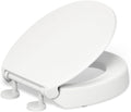 KOHLER 25876-0 Hyten, 7,6 cm de altura, asiento de inodoro redondo elevado con cierre suave, asiento contorneado con topes antideslizantes, herrajes de fijación rápida, color blanco.