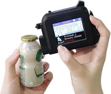 ⚠️ FALTA CARTUCHO Y CARGADOR - Mini Impresora de Mano Algasan 12.7mm – Impresora Inkjet Portátil para Fecha de Vencimiento, Código QR y Código de Barras en Superficies Planas y Curvas