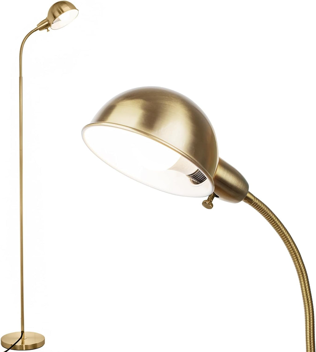 LALISU Dimmable Floor Lamp with Flexible Gooseneck and Rotatable Shade, Modern Style Standing Tall Lamp, E26 Socket, LED Reading Lamp (Gold)