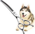 Fenice Peak Dog Grooming Shears Curved Chunker Scissors for Dogs and Cats Face Body Trimming Shears 440C 7.5''