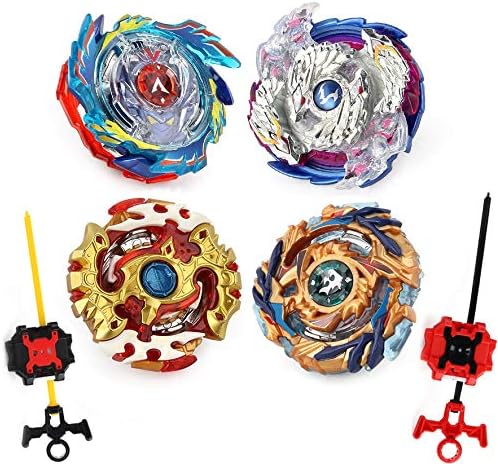 Elfnico Juego de trompos Bey Battling Top Burst Gyro 4 trompos giratorios 2 lanzadores con caja de almacenamiento portátil, juego de combate para niños, niños pequeños, niños de 6 años o más