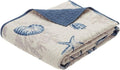 Manta acolchada extragrande de lujo Madison Park Bayside, color marfil y azul marino, 60x70 cm, de microfibra suave y acogedora de primera calidad, ideal para cama, sofá o sillón.