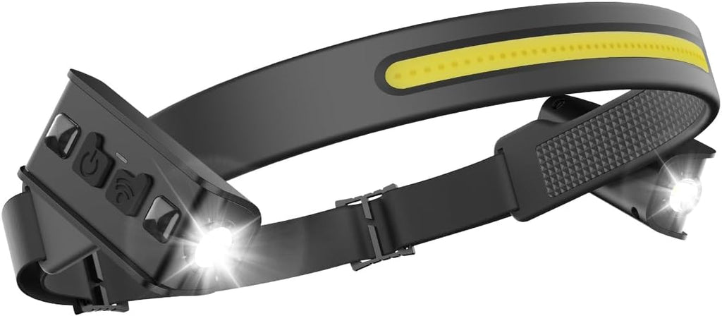 Linterna Frontal LED Recargable Tekwet | Iluminación Ultra Ancha 230° | Sensor de Movimiento | Impermeable | Camping, Senderismo y Ciclismo