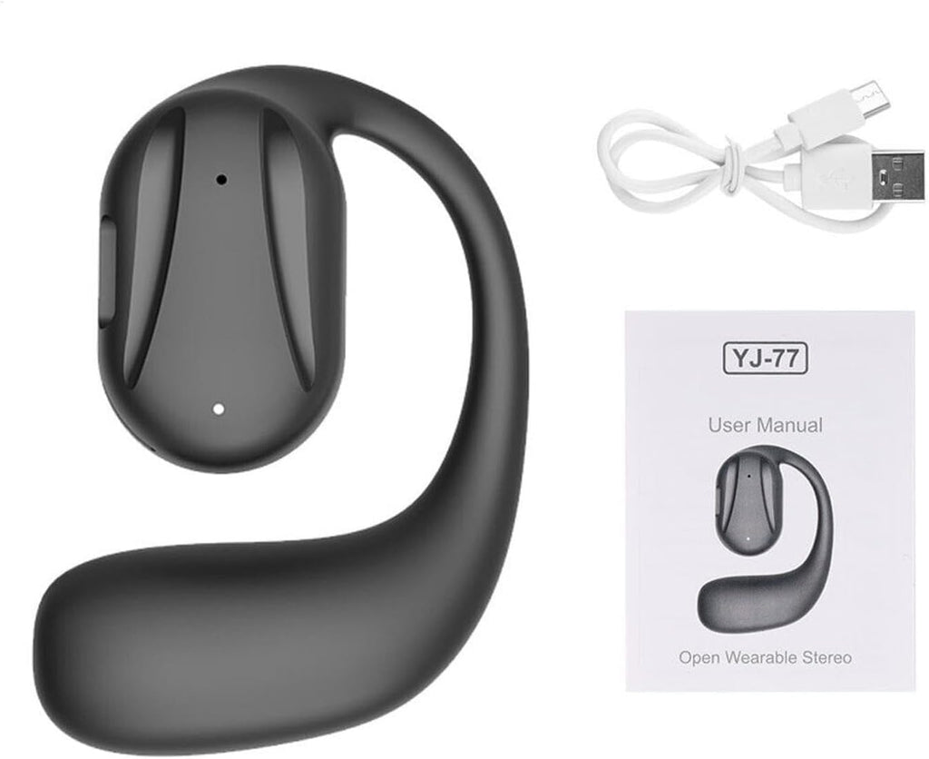 Auricular Bluetooth V5.2 inalámbrico manos libres, auricular individual, diseño sin tapones para los oídos, ideal para deportes, correr y entrenar.