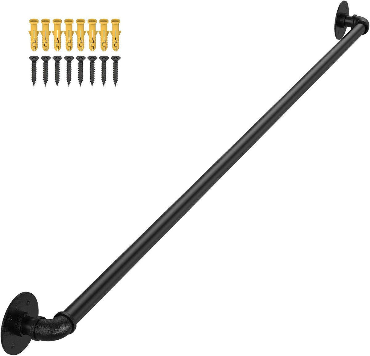 Barandilla de escalera OUSHENG, pasamanos interiores para escalones exteriores, pasamanos de tubería industrial, soporte de manija de hierro metálico para montaje en pared, escalera, porche, estilo rústico vintage, 1,2 m (4 pies)