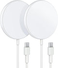 COKOEYE Cargador inalámbrico magnético, paquete de 2 unidades para iPhone, cargador inalámbrico máximo rápido para adaptador de teléfono Magsafe para iPhone 16/16 Plus/16 Pro/16 Pro Max/15/15 Pro/15