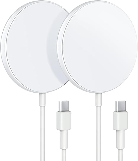 COKOEYE Cargador inalámbrico magnético, paquete de 2 unidades para iPhone, cargador inalámbrico máximo rápido para adaptador de teléfono Magsafe para iPhone 16/16 Plus/16 Pro/16 Pro Max/15/15 Pro/15