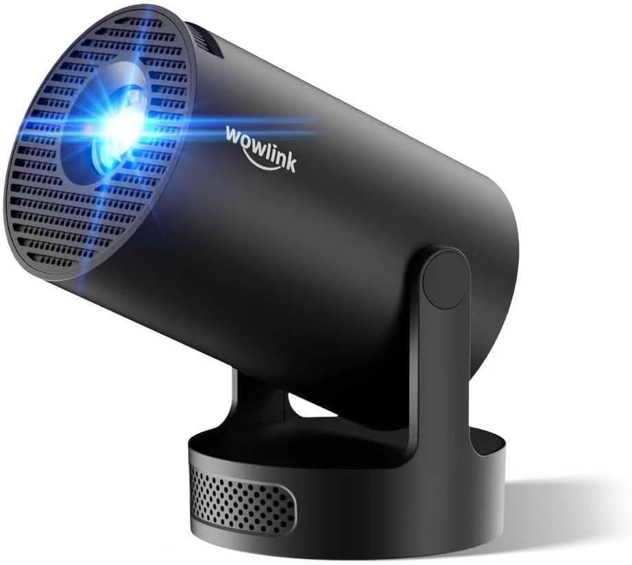 [Aplicaciones integradas y actualizadas en 2025] Mini proyector con WiFi 6 y Bluetooth 5.4 compatible con 4K 1080P Auto Keystone Proyector giratorio de 180° portátil compatible con HDMI/TV Stick/Memory Stick/Laptop, Dark
