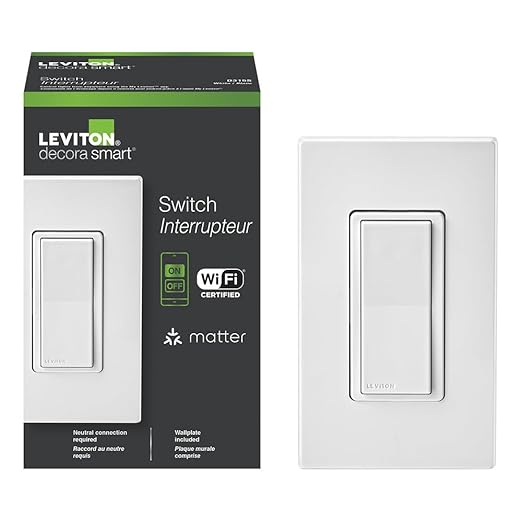 Leviton Decora Smart Dimmer Switch Wi-Fi 2da Gen | Compatible con Matter, Alexa, Google, Apple Home | D26HD-1RW Blanco