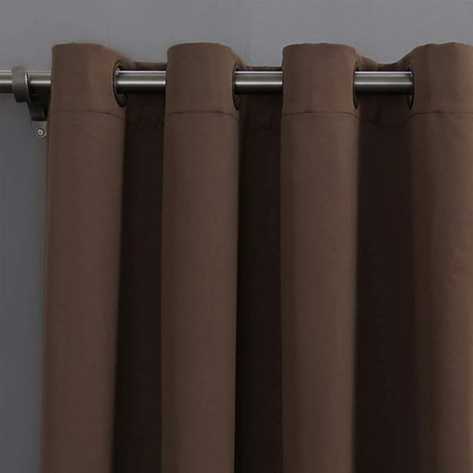 Cortinas Opacas con Ojales Color Cafe — Pack x2 Paneles, 95% Blackout para Dormitorio y Sala