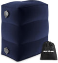 USADO-Reposapiés inflable Maliton para avión, ideal para niños, con altura ajustable. Almohada de viaje para coche, oficina y niños pequeños. Artículos esenciales para viajes en avión (azul marino, 1 unidad).
