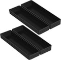USADO-Set Organizador de Escritorio Teling Rectangular Grande | Bandeja de Accesorios, Organizador Plástico de Mesa para Oficina, Hogar y Estudio, 24 x 7.5 x 3.5 cm, 4 Piezas, Negro