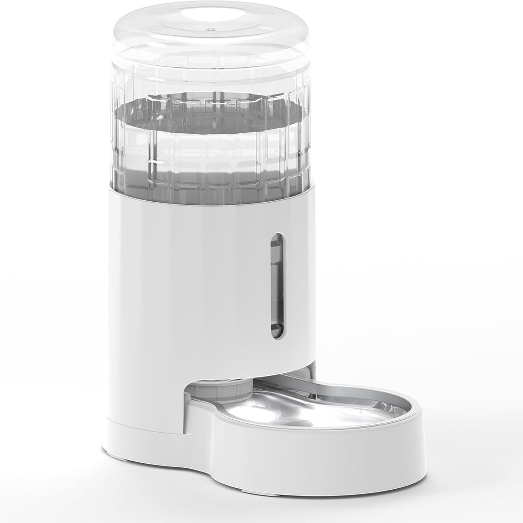Dispensador de Agua CZPET para Gatos 4L (1 Galón) | con Tazón de Acero Inoxidable | Bebedero por Gravedad para Perros y Gatos Pequeños/Medianos | Blanco