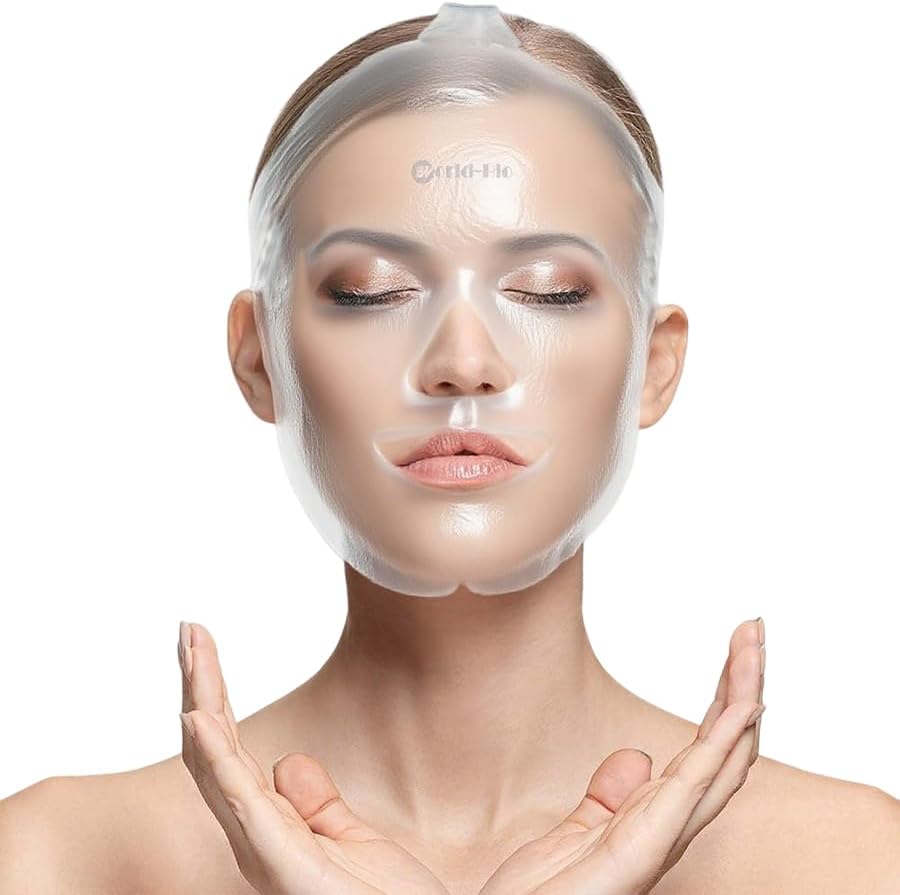 Bolsa hielo facial máscara hielo cara TMJ alivio, bolsa gel caliente frío reutilizable recuperación post cirugía, ojos hinchados e hinchazón, máscara hielo cobertura completa blanco