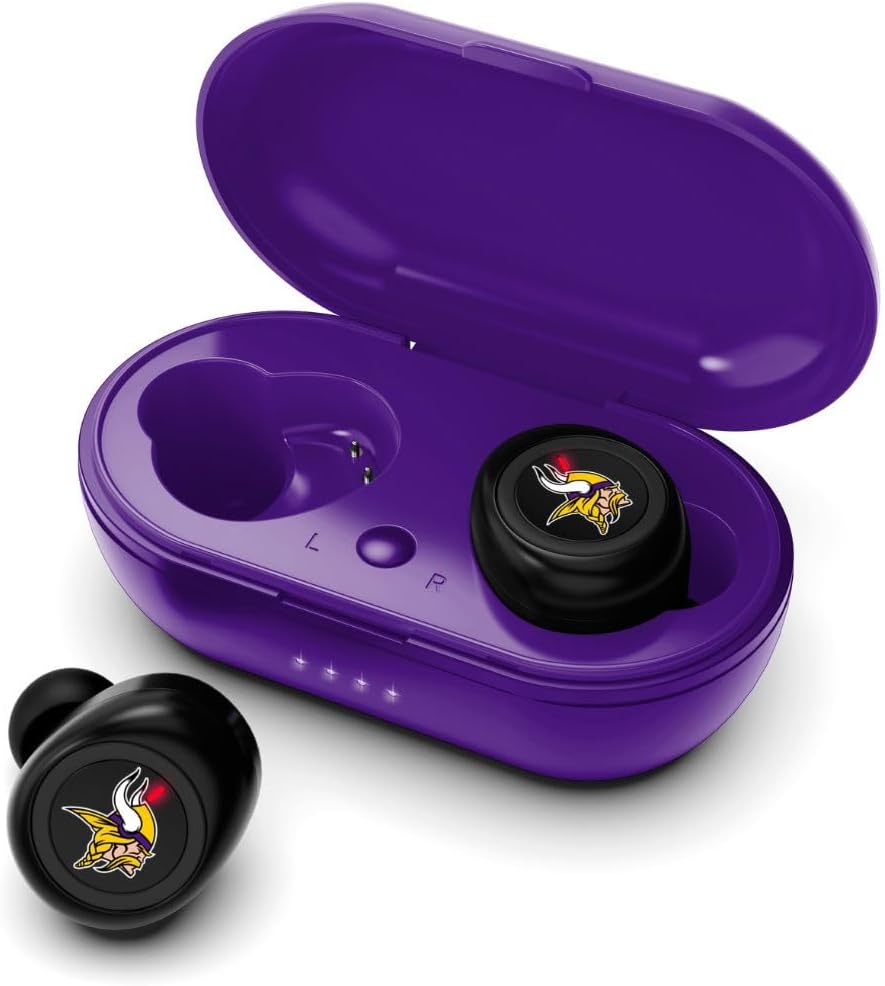 SOAR NFL True Wireless Earbuds V.2 - Bluetooth 5.0, 10+ Hour Battery, Portable Charging Case, Built-In Microphone - Officially Licensed NFL