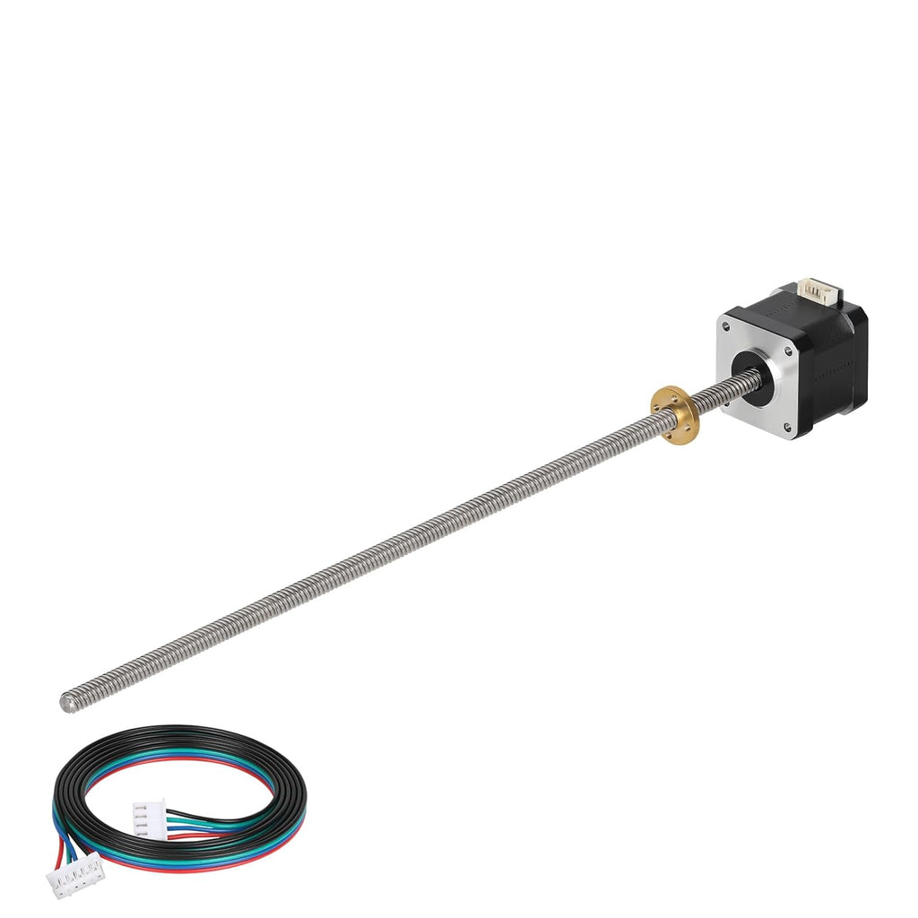 BESJMYT Nema 17 Lead Screw Stepper Motor 12.20in/310mm T8 with Brass Nut and 100cm Wiring Harness for Connector 0.4Nm/56.64oz.in. Bipolar High Torque 42x40 Motors 2 Phase 4 Lead for CNC 3D Printer