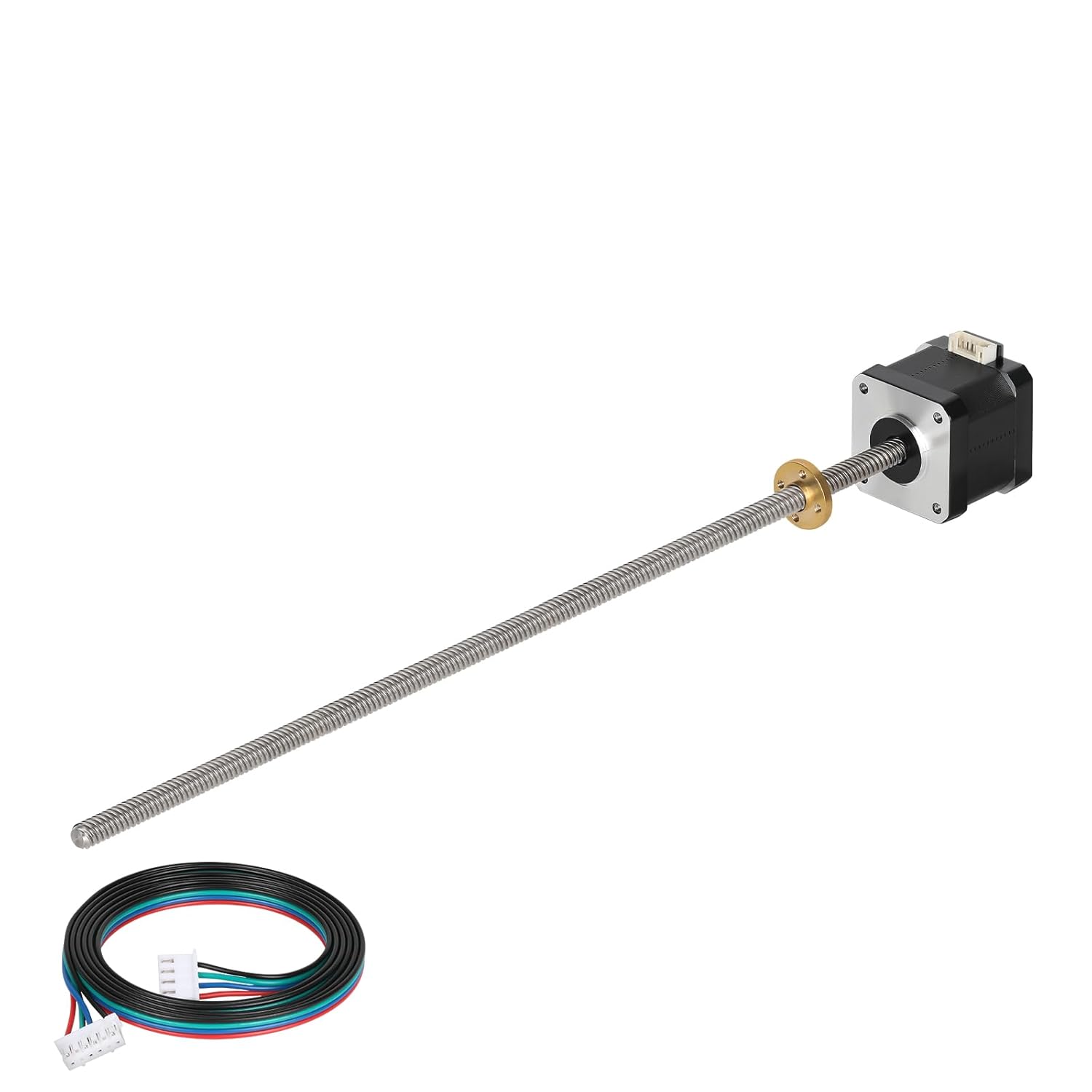 BESJMYT Nema 17 Lead Screw Stepper Motor 12.20in/310mm T8 with Brass Nut and 100cm Wiring Harness for Connector 0.4Nm/56.64oz.in. Bipolar High Torque 42x40 Motors 2 Phase 4 Lead for CNC 3D Printer
