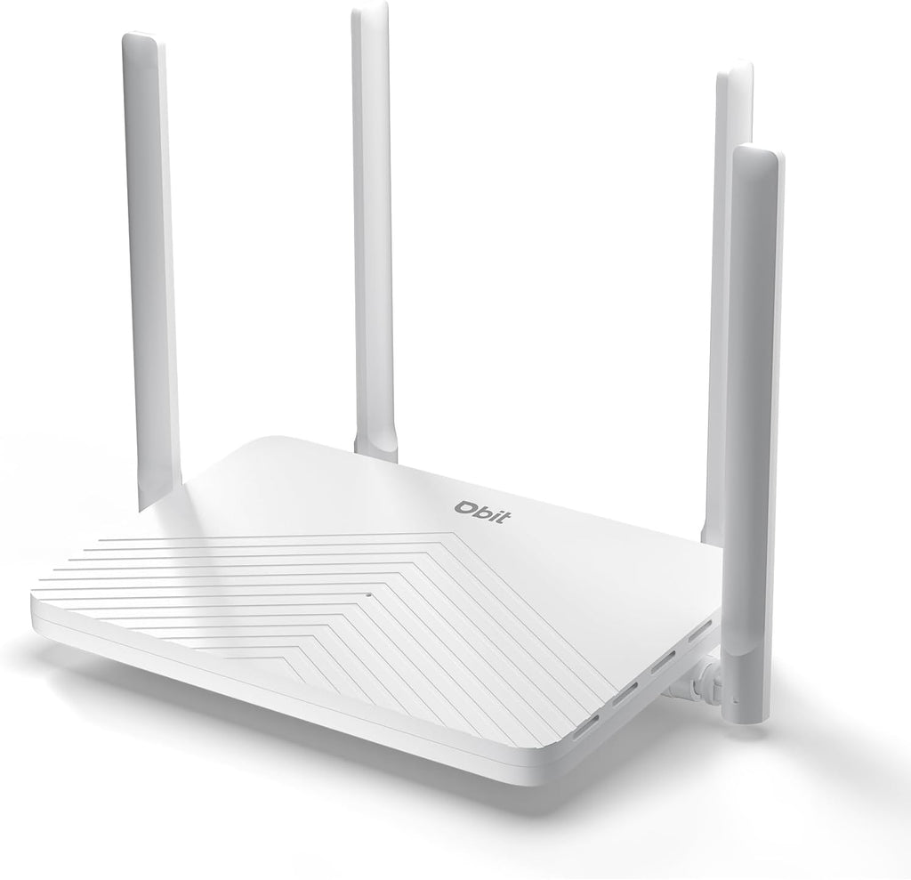 Router WiFi DBIT AC1200 de doble banda MU-MIMO de 2,4 GHz + 5 GHz con 4 puertos Gigabit Ethernet, 4 antenas de 5 dBi, modo puente y repetidor, EasyMesh y red de invitados (T18-21K)