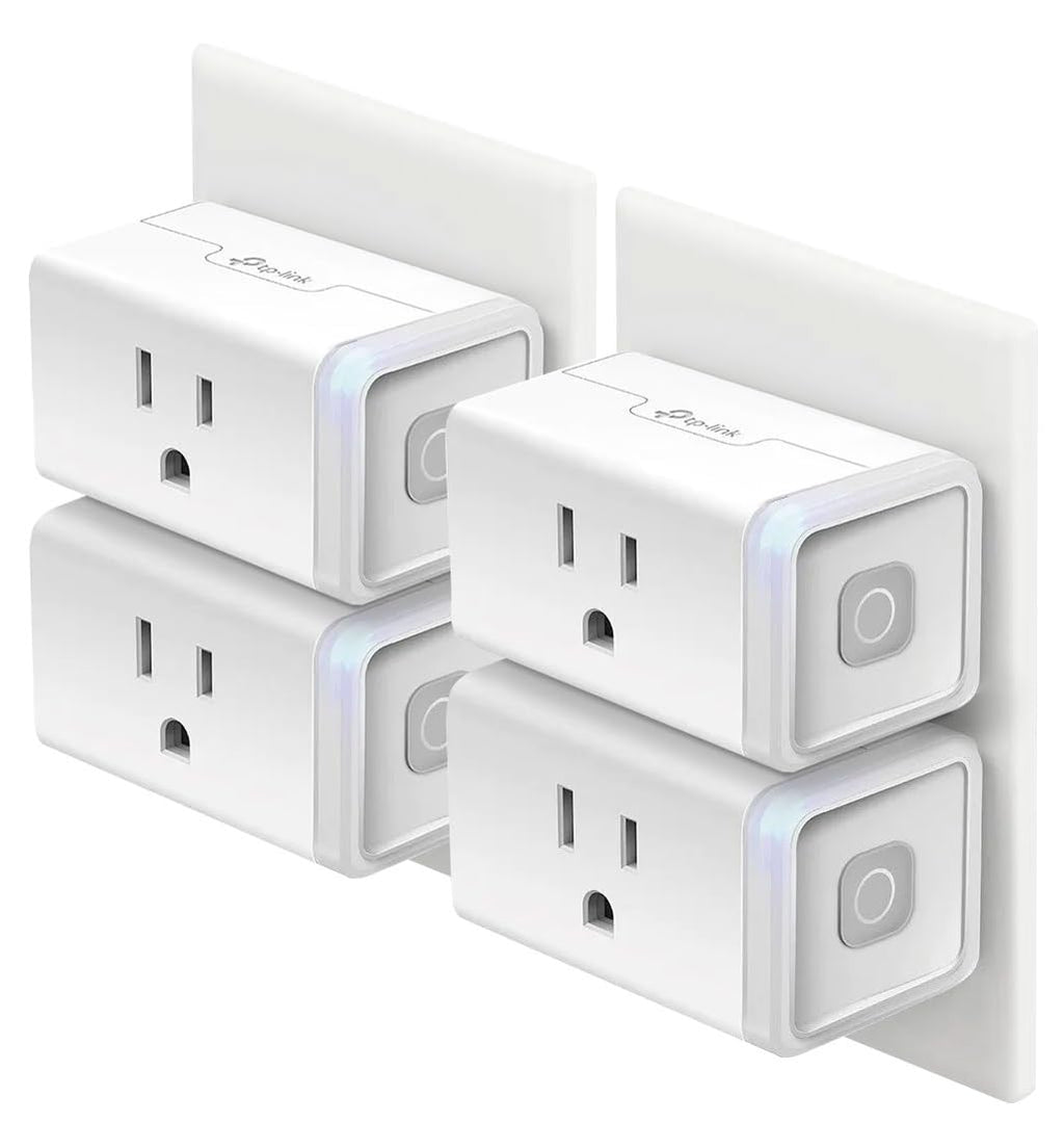 Enchufe Inteligente WiFi Kasa HS103P4 Pack x4 | Compatible Alexa y Google Home, 15A, Certificado UL — Sin Hub Requerido