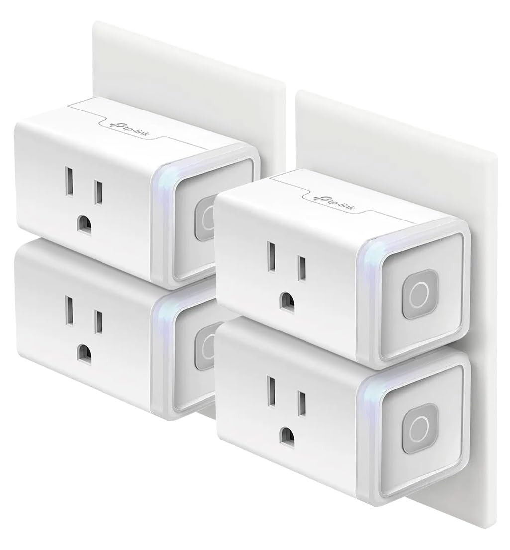 Enchufe Inteligente WiFi Kasa HS103P4 Pack x4 | Compatible Alexa y Google Home, 15A, Certificado UL — Sin Hub Requerido