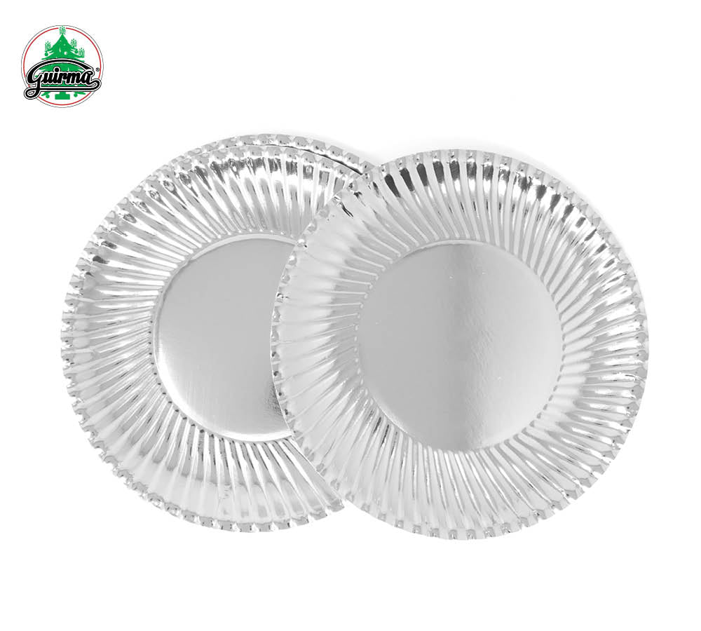 Platos para fiestas, color plata metalizado
