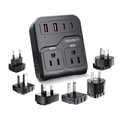 Convertidor de Voltaje TREVOLTY 2000W de EE.UU. a Europa | 220V a 110V para Secadora | Adaptador de Viaje 7 en 1 con 3AC, 2 USB-A y 2 USB-C | Negro